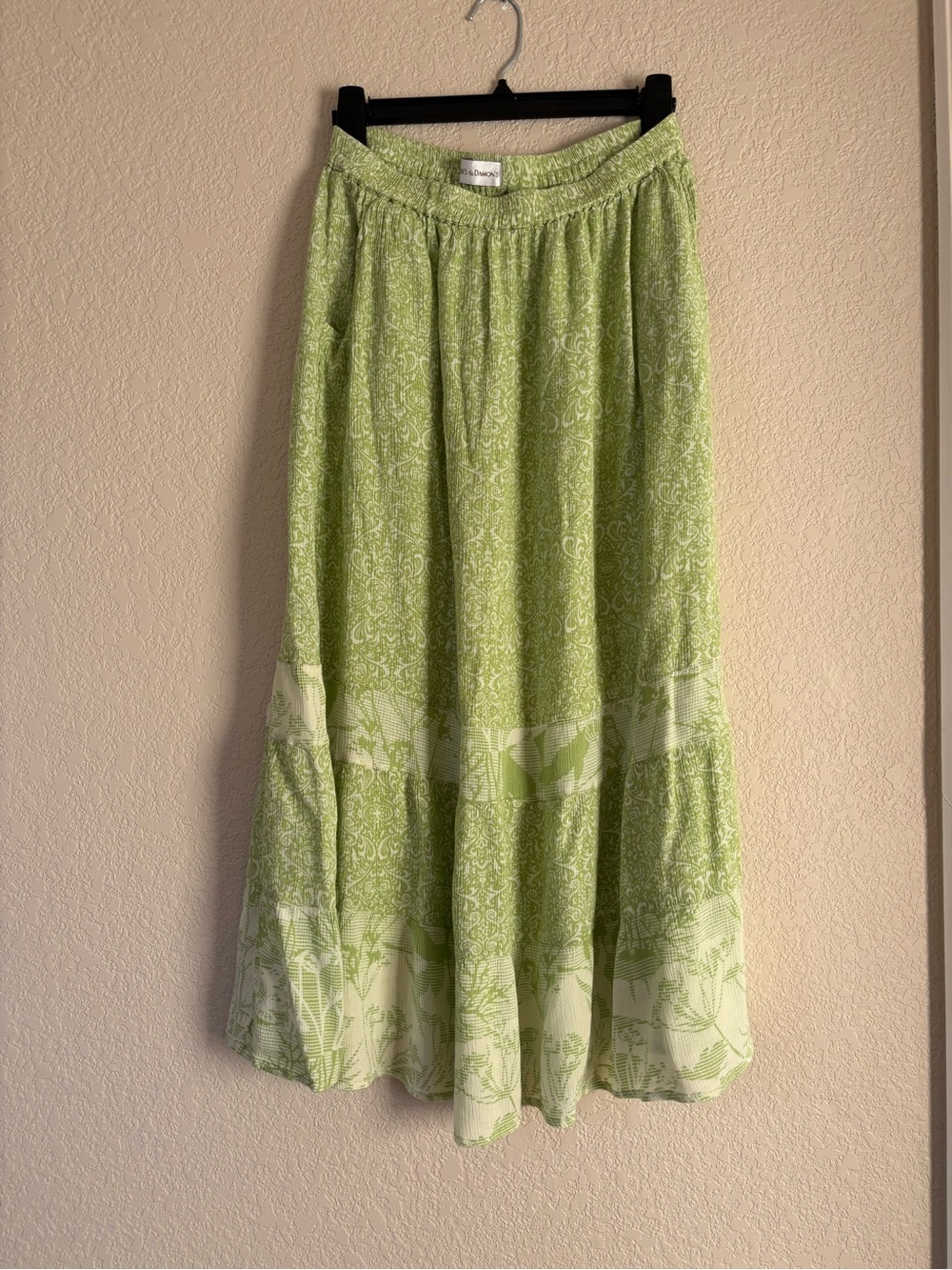 Vintage Draper's & Damon's Floral Maxi Long Skirt Elastic Waist Pockets M